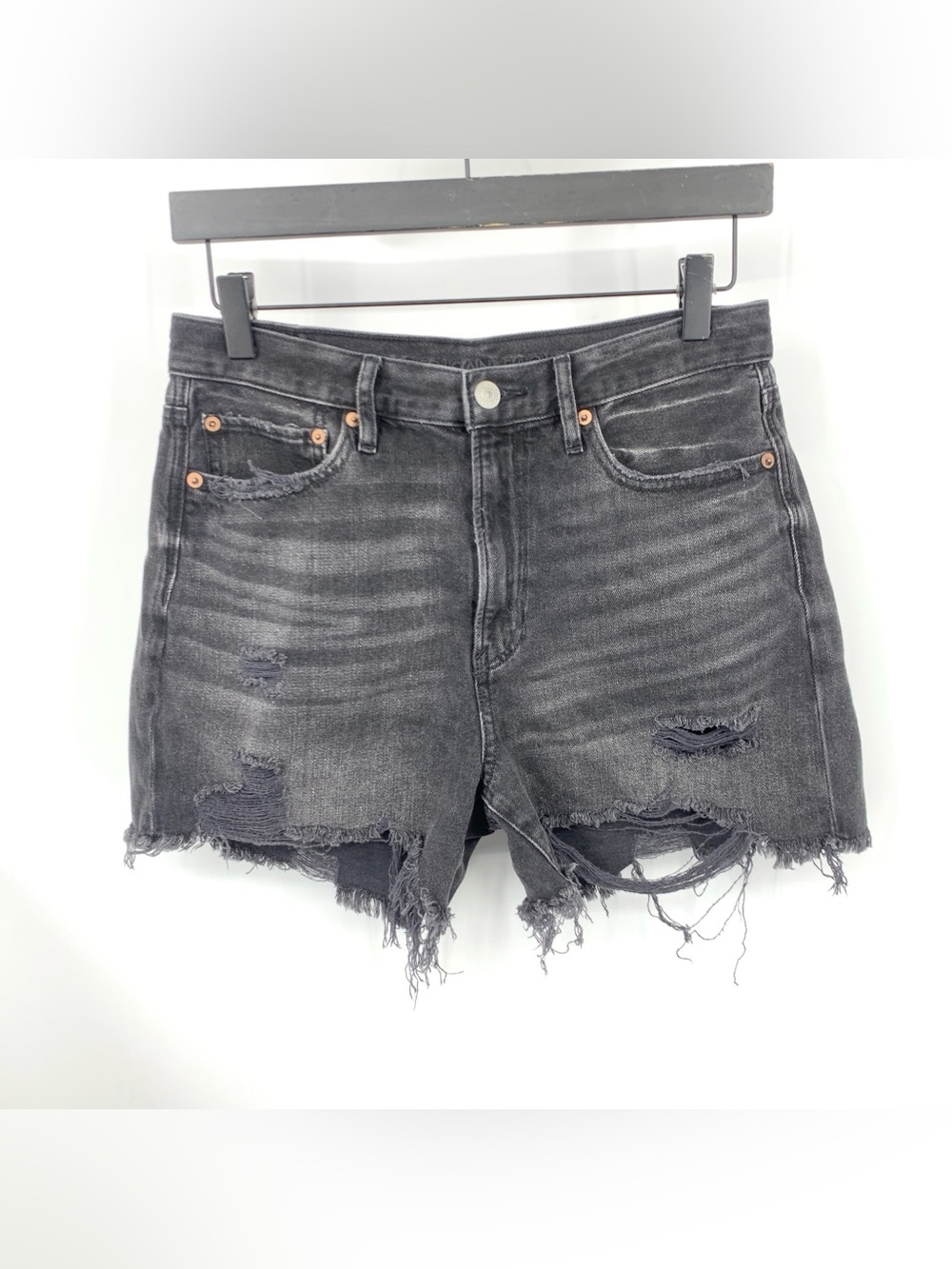 American Eagle Women Size 6 Shorts Black Wash Cutoff Distressed 90s Boyfriend